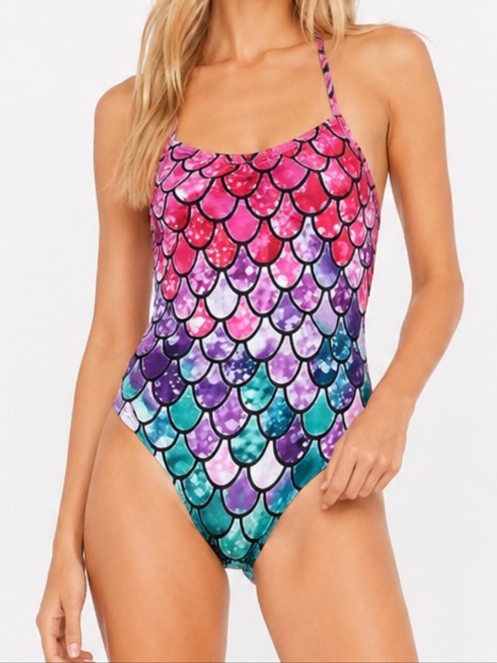 Mossimo Supply Co. Mermaid Scale One-Piece Swimsuit - Pink, Purple, Teal